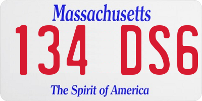 MA license plate 134DS6