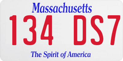 MA license plate 134DS7
