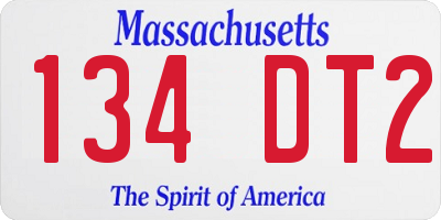MA license plate 134DT2
