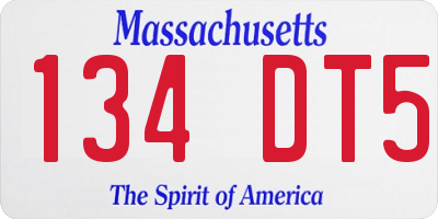 MA license plate 134DT5