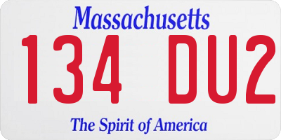 MA license plate 134DU2