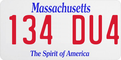 MA license plate 134DU4
