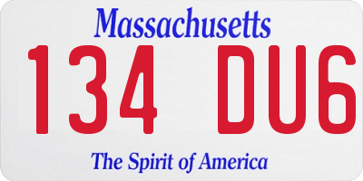 MA license plate 134DU6