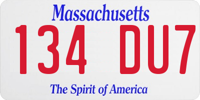 MA license plate 134DU7