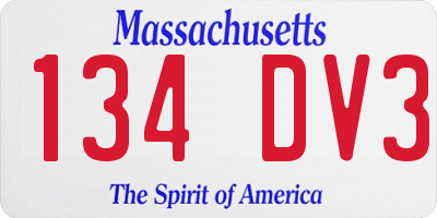 MA license plate 134DV3