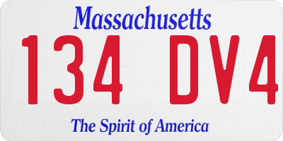 MA license plate 134DV4
