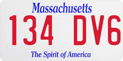 MA license plate 134DV6