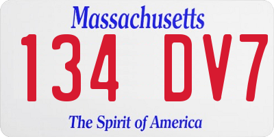 MA license plate 134DV7