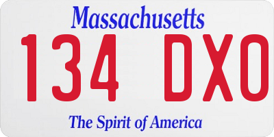 MA license plate 134DX0