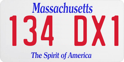 MA license plate 134DX1