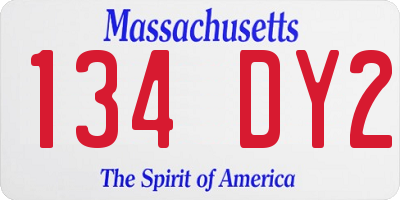 MA license plate 134DY2
