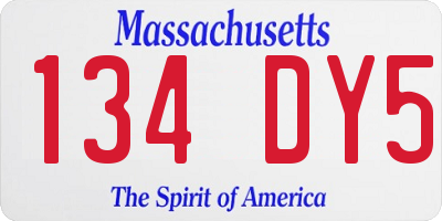 MA license plate 134DY5