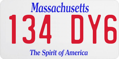 MA license plate 134DY6
