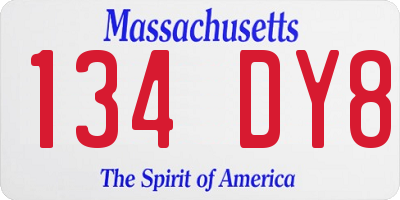 MA license plate 134DY8