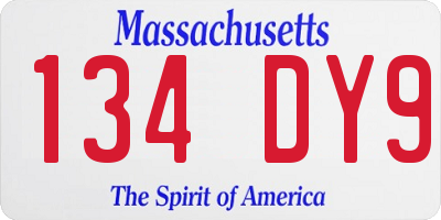 MA license plate 134DY9