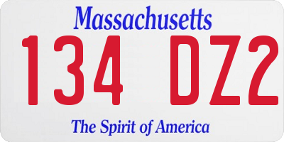 MA license plate 134DZ2