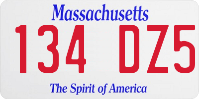 MA license plate 134DZ5