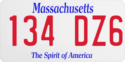 MA license plate 134DZ6
