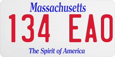 MA license plate 134EA0
