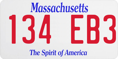 MA license plate 134EB3
