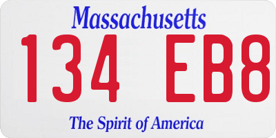 MA license plate 134EB8