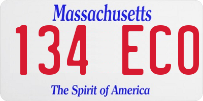 MA license plate 134EC0