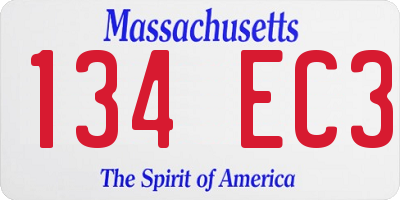 MA license plate 134EC3