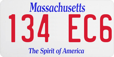 MA license plate 134EC6