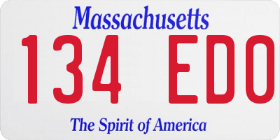 MA license plate 134ED0
