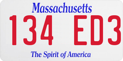 MA license plate 134ED3