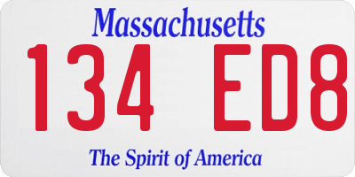 MA license plate 134ED8