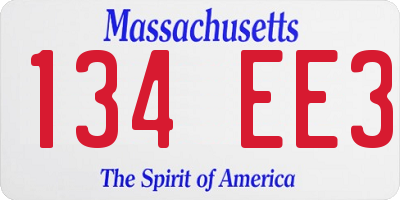 MA license plate 134EE3