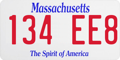MA license plate 134EE8