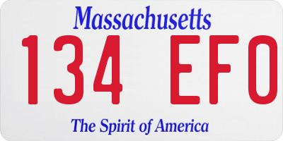 MA license plate 134EF0