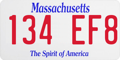 MA license plate 134EF8