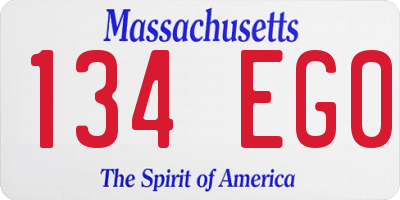 MA license plate 134EG0
