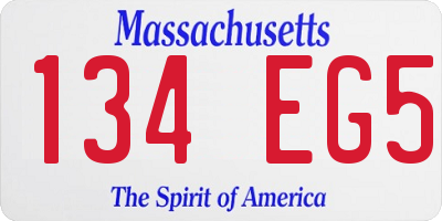 MA license plate 134EG5