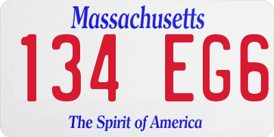MA license plate 134EG6