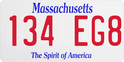 MA license plate 134EG8
