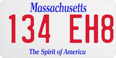 MA license plate 134EH8
