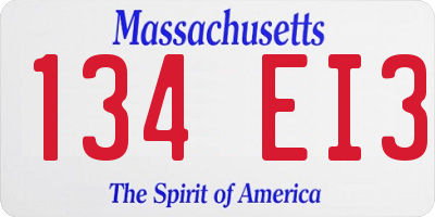 MA license plate 134EI3