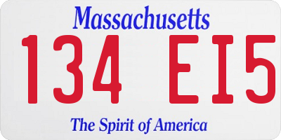 MA license plate 134EI5