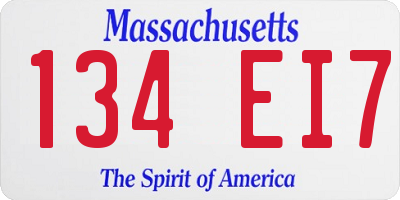 MA license plate 134EI7
