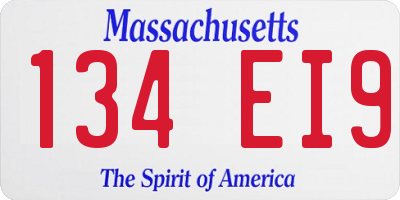 MA license plate 134EI9