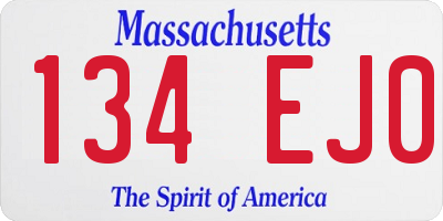 MA license plate 134EJ0