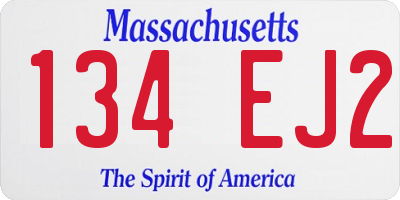 MA license plate 134EJ2