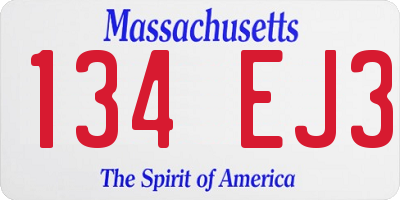 MA license plate 134EJ3