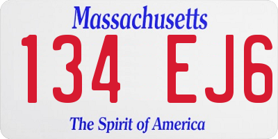 MA license plate 134EJ6
