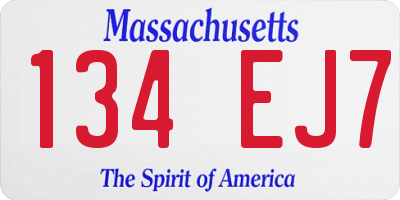MA license plate 134EJ7