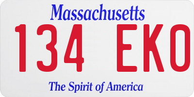 MA license plate 134EK0